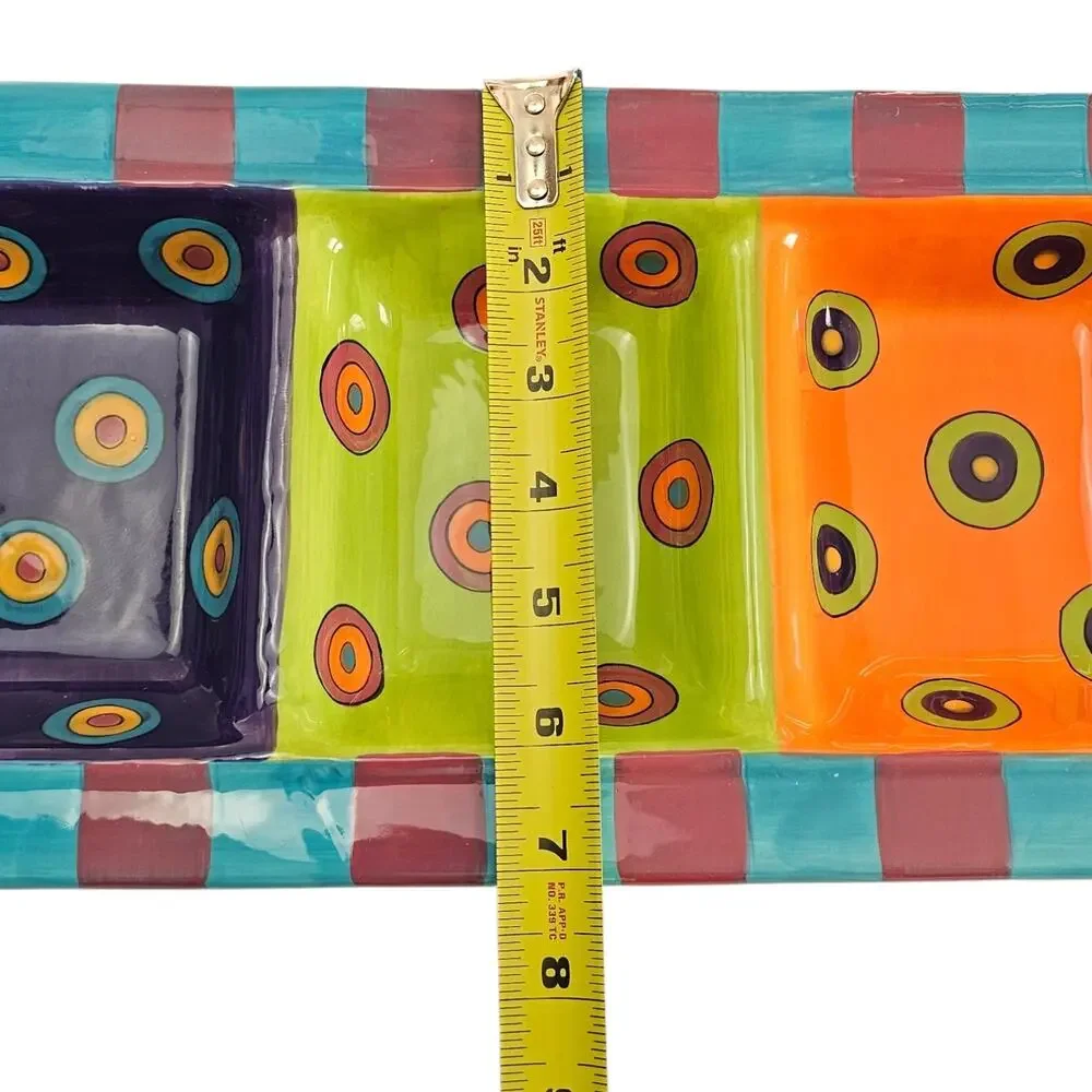 All U Can Handle Hand Painted 4 Section Relish Dish Tray 18